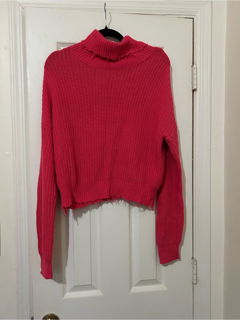 Women's Pink Knit Turtleneck Sweater